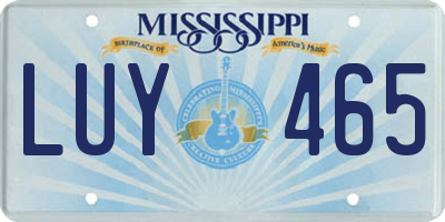 MS license plate LUY465