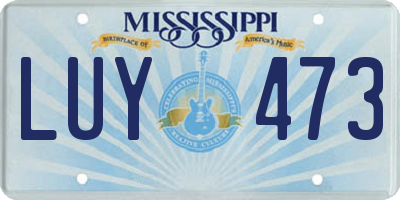 MS license plate LUY473