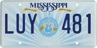 MS license plate LUY481