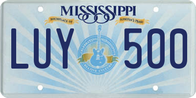 MS license plate LUY500