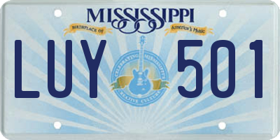 MS license plate LUY501