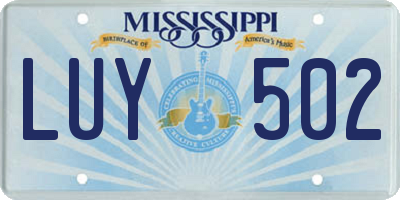 MS license plate LUY502