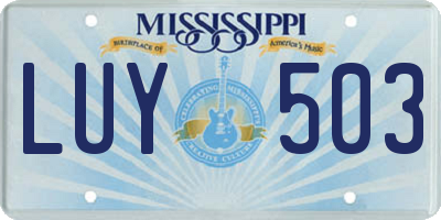 MS license plate LUY503