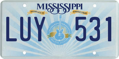 MS license plate LUY531