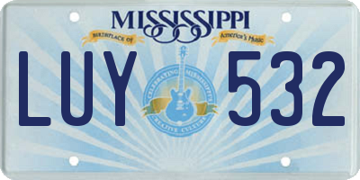 MS license plate LUY532