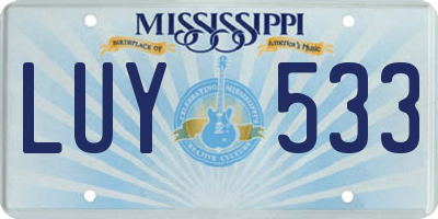 MS license plate LUY533