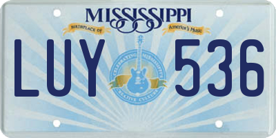 MS license plate LUY536