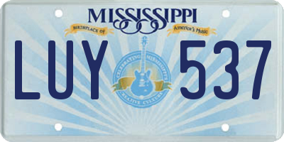 MS license plate LUY537