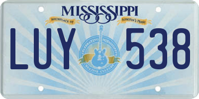 MS license plate LUY538