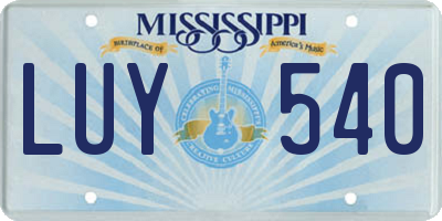MS license plate LUY540
