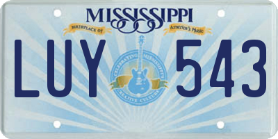 MS license plate LUY543