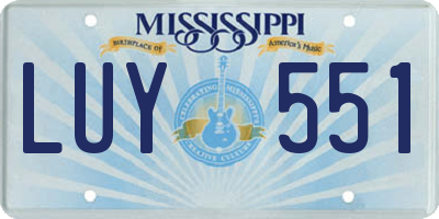 MS license plate LUY551