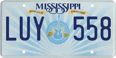 MS license plate LUY558