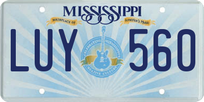 MS license plate LUY560
