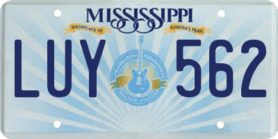MS license plate LUY562