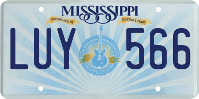 MS license plate LUY566