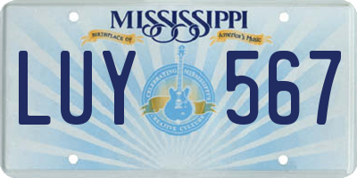 MS license plate LUY567