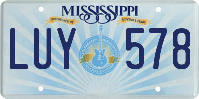 MS license plate LUY578