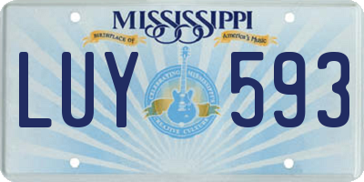 MS license plate LUY593