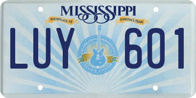 MS license plate LUY601