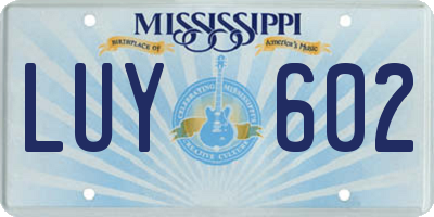 MS license plate LUY602