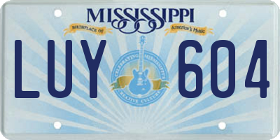 MS license plate LUY604