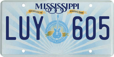 MS license plate LUY605