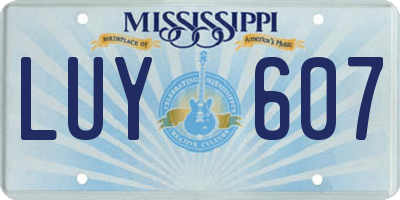 MS license plate LUY607