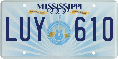 MS license plate LUY610