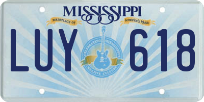 MS license plate LUY618