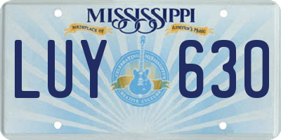 MS license plate LUY630