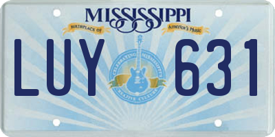 MS license plate LUY631