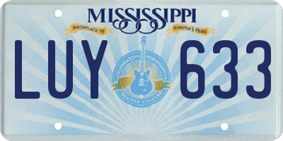 MS license plate LUY633
