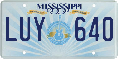 MS license plate LUY640