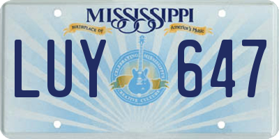 MS license plate LUY647