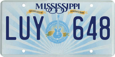 MS license plate LUY648