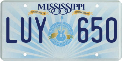 MS license plate LUY650