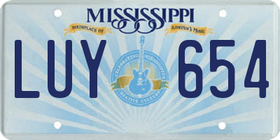 MS license plate LUY654