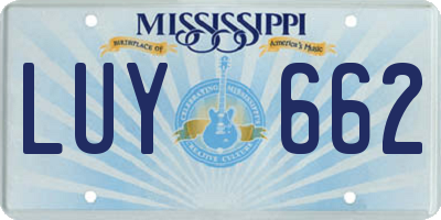 MS license plate LUY662