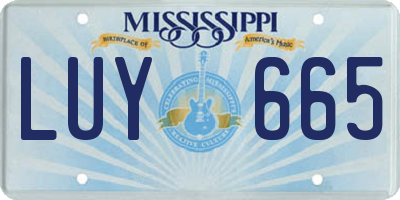 MS license plate LUY665