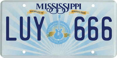 MS license plate LUY666