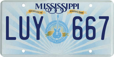 MS license plate LUY667