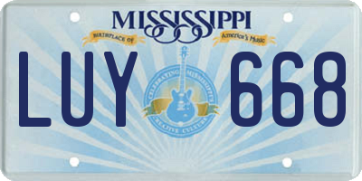 MS license plate LUY668