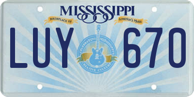 MS license plate LUY670