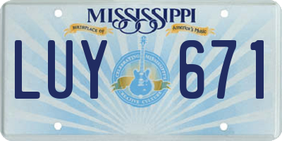 MS license plate LUY671