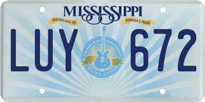 MS license plate LUY672