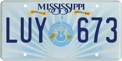 MS license plate LUY673