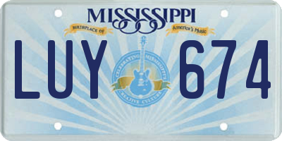 MS license plate LUY674