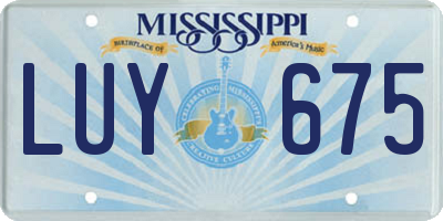 MS license plate LUY675