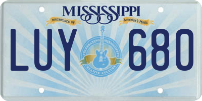 MS license plate LUY680
